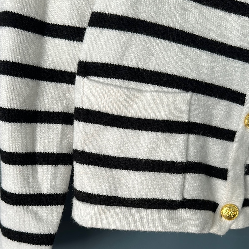 3/$10 Lillusory Black and White Striped Cardigan Sweater - Picture 4 of 6